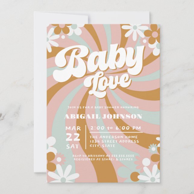 Groovy Boho Baby Shower Inbjudningar (Framsida)