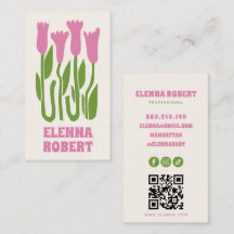 groovy boho blommor ansiktsrodnad script visitkort