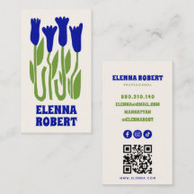 groovy boho blommor script visitkort