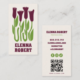 groovy boho blommor script visitkort