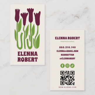 groovy boho blommor script visitkort