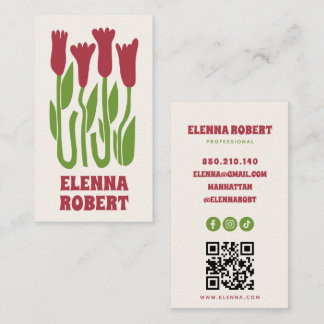 groovy boho blommor script visitkort
