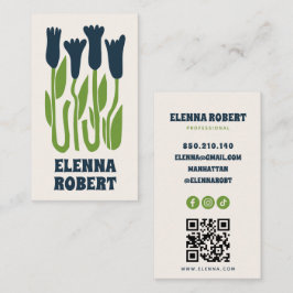 groovy boho blommor script visitkort