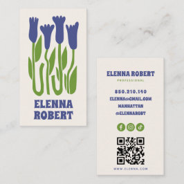 groovy boho blommor script visitkort