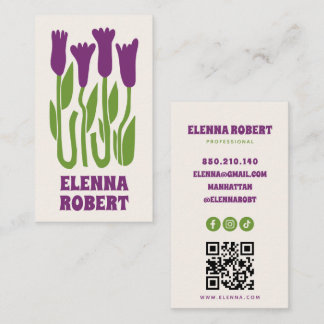 groovy boho blommor script visitkort