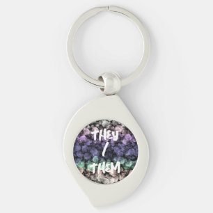 Groovy Boho Bubblor Excentrisk Könsneutral Pridefl Swirl Silverfärgad Nyckelring