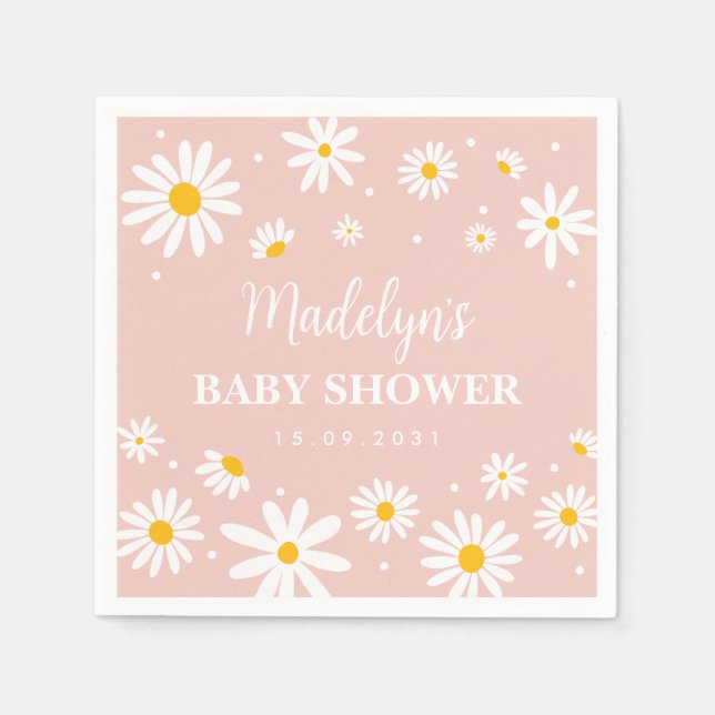 Groovy Boho  Daisy Blommigt Baby Shower Pappersservett (Framsidan)