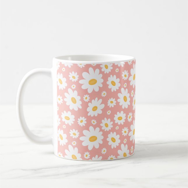 Groovy  Boho Daisy Blommigt Garden Mönster Kaffemugg (Vänster)
