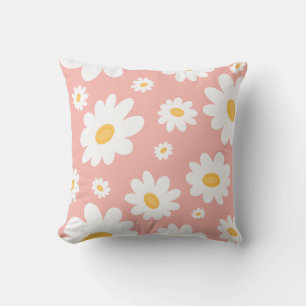 Groovy Boho Daisy Blommigt Garden Mönster Kudde