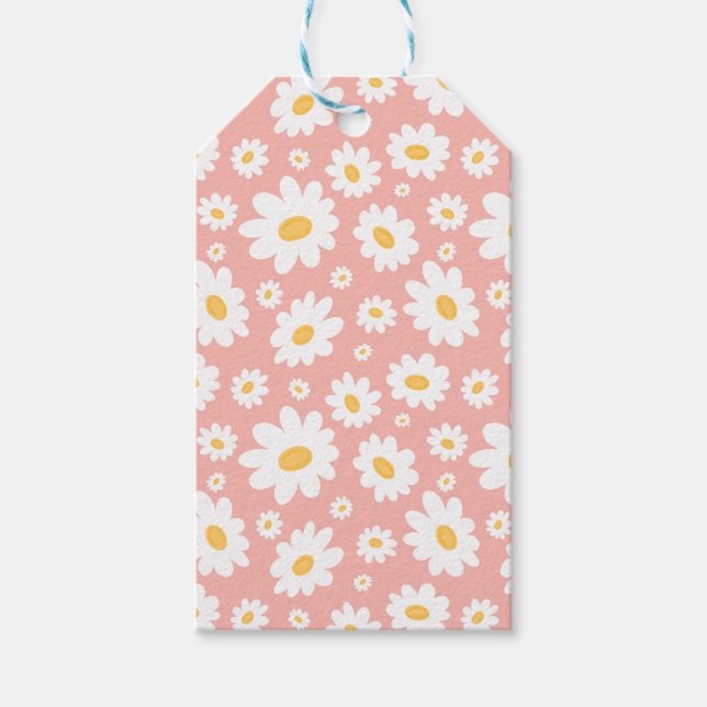 Groovy  Boho Daisy Blommigt Garden Mönster Presentetikett (Framsidan)