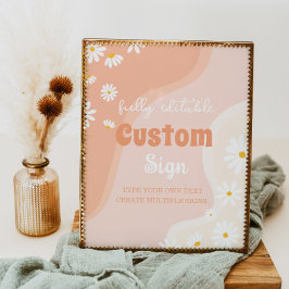 Groovy Boho Daisy Födelsedagsfest Bord Sign Poster