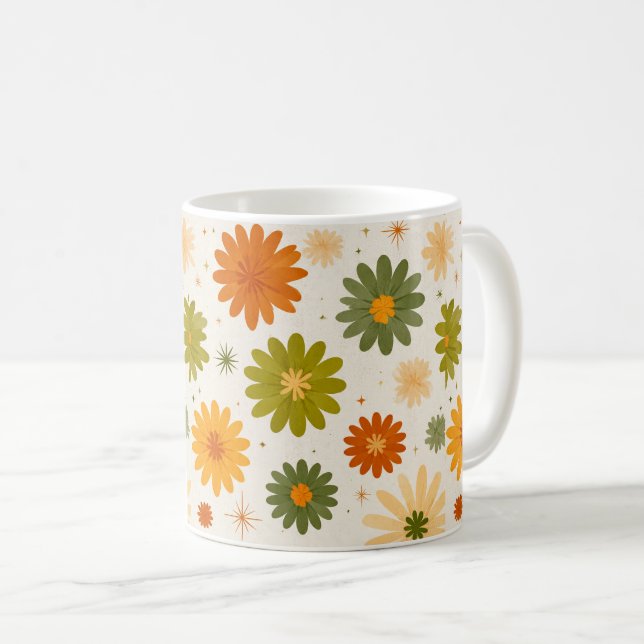 Groovy Boho Flower Power Ceramic Cup Kaffemugg (Framsida höger)