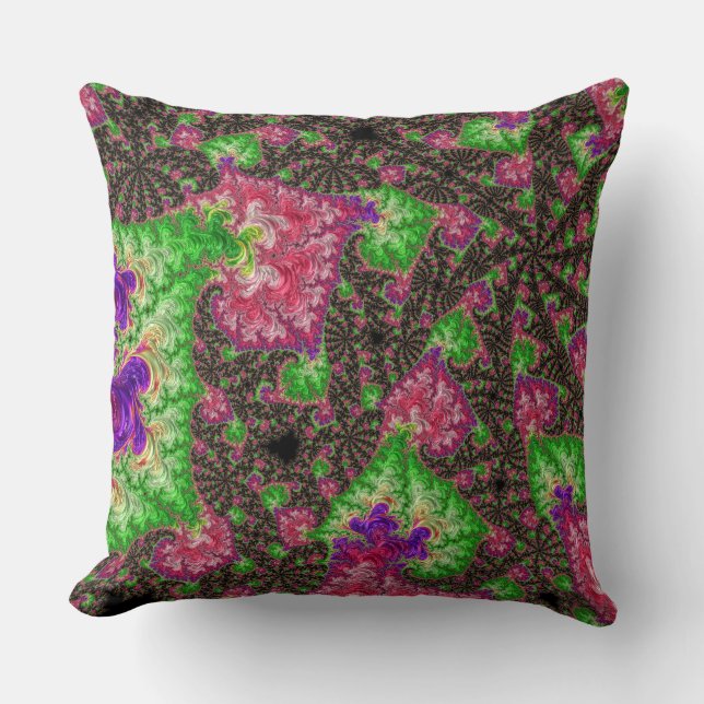 Groovy Boho Hippie Funky Spiral Fraktal Konst Kudde (Framsida)