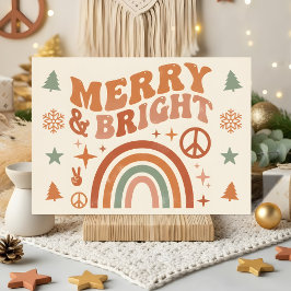 Groovy Boho Merry & Bright Christmas Helgkort