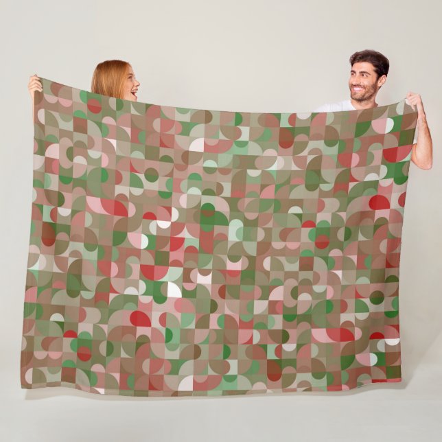 Groovy Boho Mod Retro Geometric jul Fleecefilt (På plats)