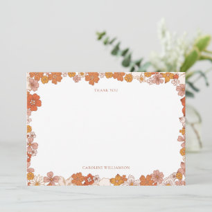 Groovy Boho Orange Blommig Bebis Shower Anpassad Tack Kort