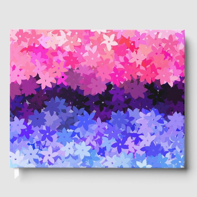 Groovy Boho Quirky Retro Blommigt Omnisexual Pride Gästböcker (Framsida)