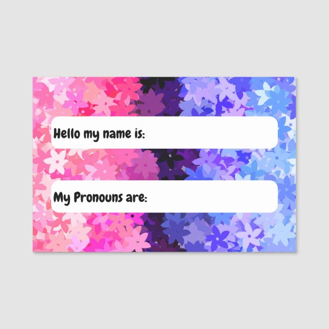 Groovy Boho Quirky Retro Blommigt Omnisexual Pride Namnbricka (Framsida)