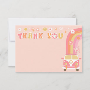 Groovy Boho Retro Birthday Tack Cards Spara Datumet