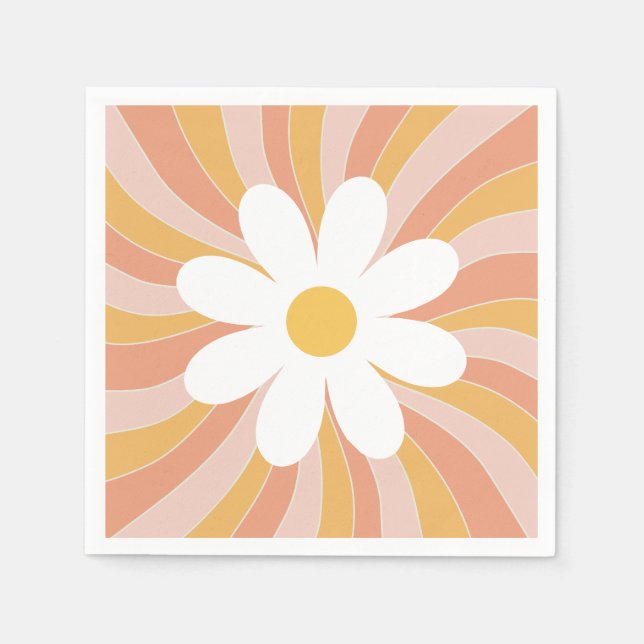 Groovy Boho Retro Daisy Sunshine Pappersservett (Framsidan)
