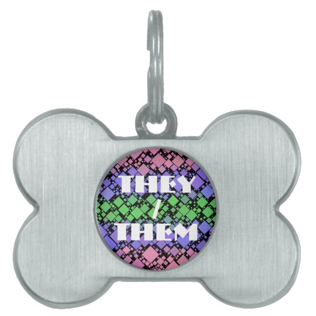 Groovy Boho Retro Mod Geometrisk Trigender Stolthe ID-bricka Husdjur (Framsidan)