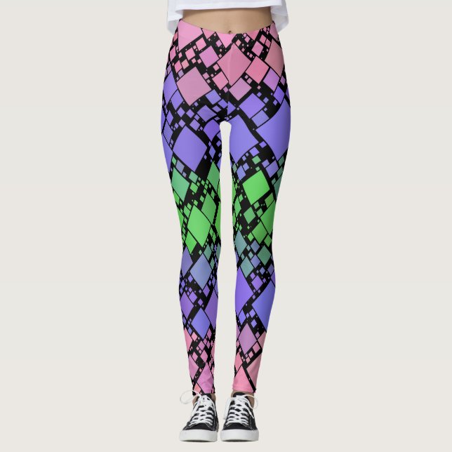 Groovy Boho Retro Mod Geometrisk Trigender Stolthe Leggings (Framsida)