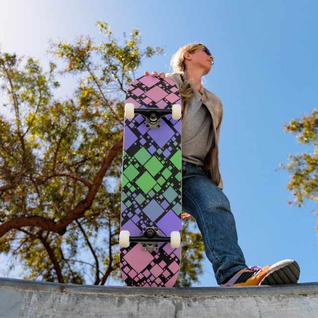 Groovy Boho Retro Mod Geometrisk Trigender Stolthe Mini Skateboard Bräda 18,5 Cm (Utomhus 1)