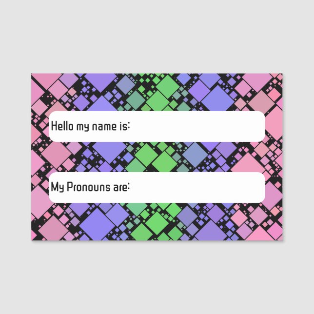 Groovy Boho Retro Mod Geometrisk Trigender Stolthe Namnbricka (Framsida)