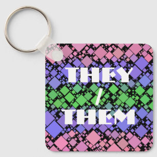 Groovy Boho Retro Mod Geometrisk Trigender Stolthe Nyckelring
