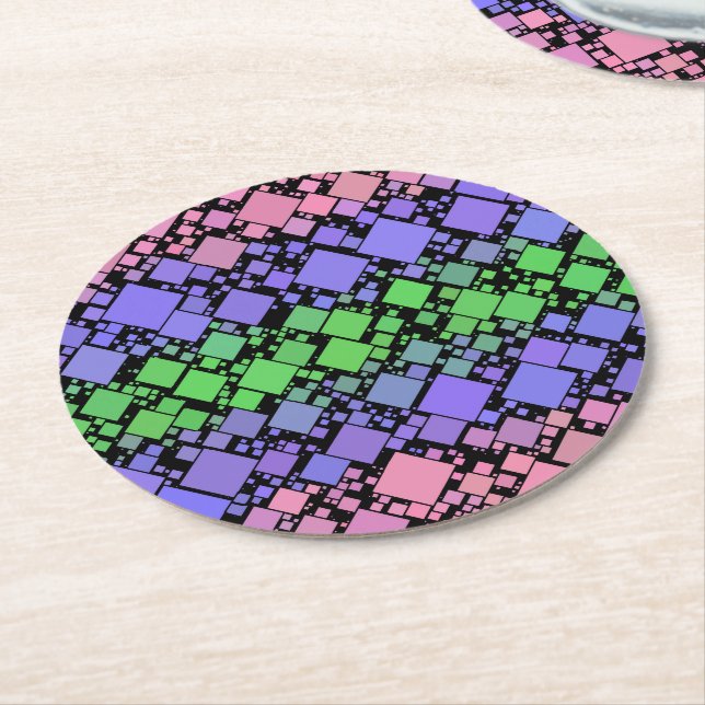 Groovy Boho Retro Mod Geometrisk Trigender Stolthe Underlägg Papper Rund (Vinklad)