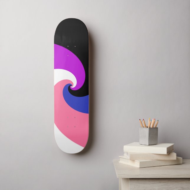 Groovy Boho Spiral Abstrakt Genderfluid Pride Flag Mini Skateboard Bräda 18,5 Cm (Väggkonst)