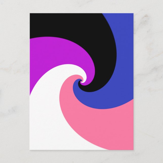 Groovy Boho Spiral Abstrakt Genderfluid Prideflagg Vykort (Framsida)