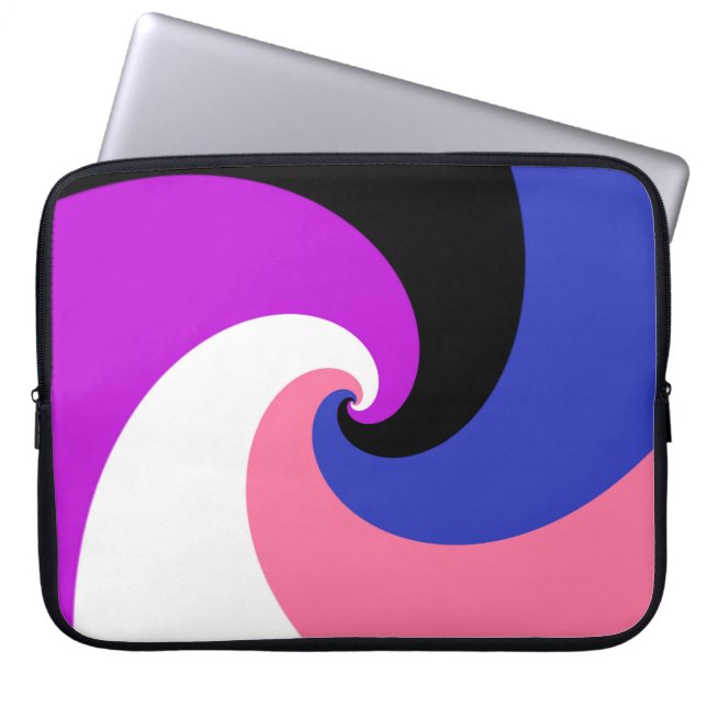 Groovy Boho Spiral Abstrakt Könsfluid Pride Flagga Laptop Fodral (Framsidan)
