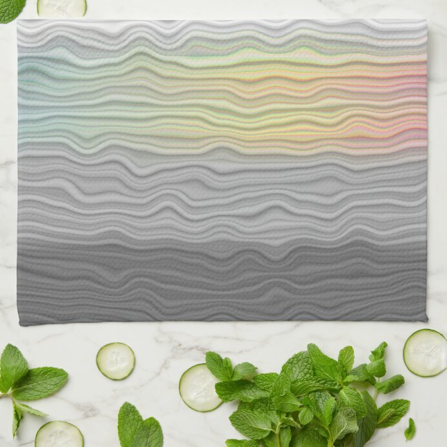 Groovy Boho Trippy Abstrakt Demifluid Pride Flagga Kökshandduk (Vikta)
