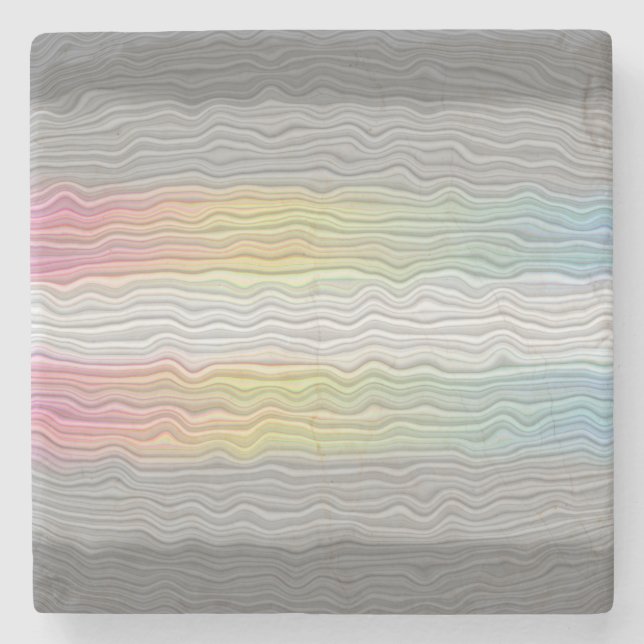 Groovy Boho Trippy Abstrakt Demifluid Pride Flagga Stenunderlägg (Framsidan)