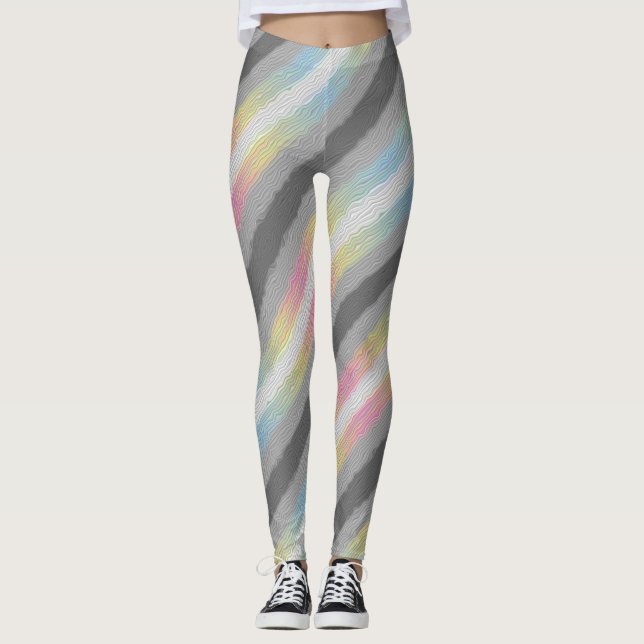 Groovy Boho Trippy Abstrakt Demifluid Prideflagga Leggings (Framsida)