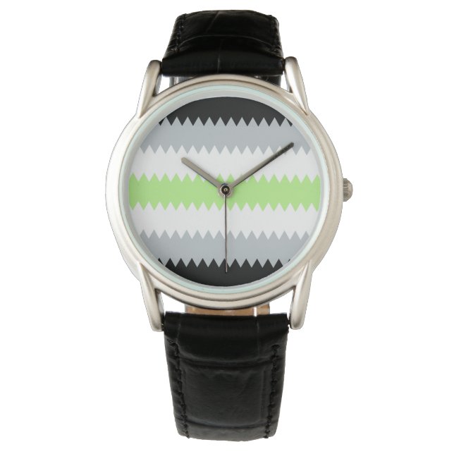 Groovy Boho ZigZag Abstrakt Agender Pride Flagga Armbandsur (Framsida)