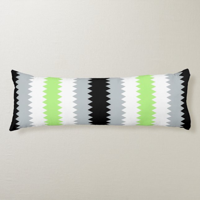 Groovy Boho ZigZag Abstrakt Agender Pride Flagga Kroppskudde (Framsidan)