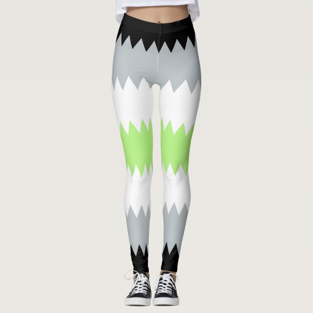 Groovy Boho ZigZag Abstrakt Agender Pride Flagga Leggings (Framsida)