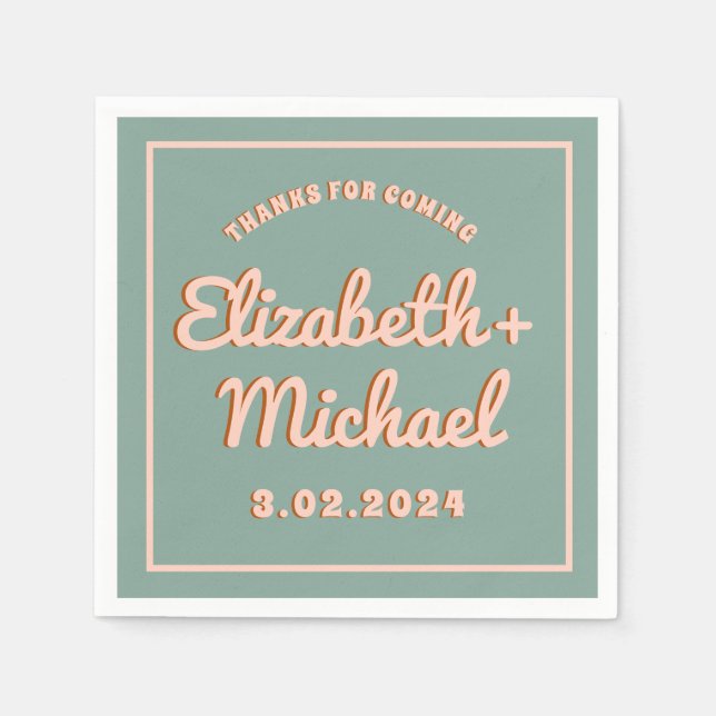 Groovy Bold Blue Rosa Funky Pappersservett (Framsidan)