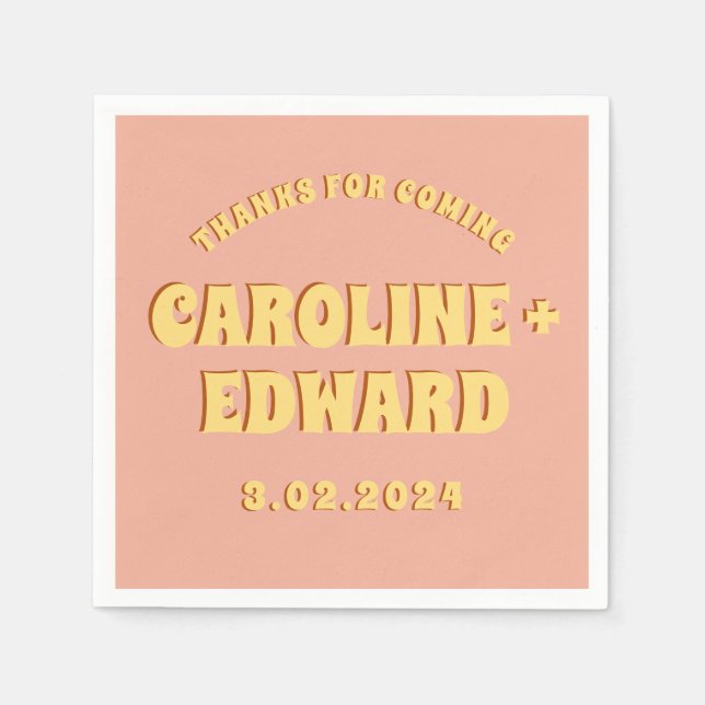 Groovy Bold Grönt Gult Red Funky Pappersservett (Framsidan)