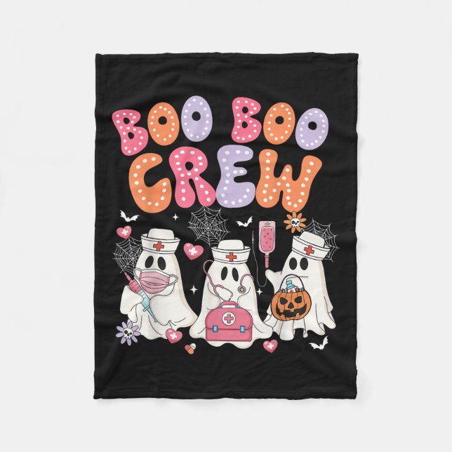 Groovy Boo Boo Crew Nurse Funny Ghost Halloween Te Fleecefilt (Framsidan)