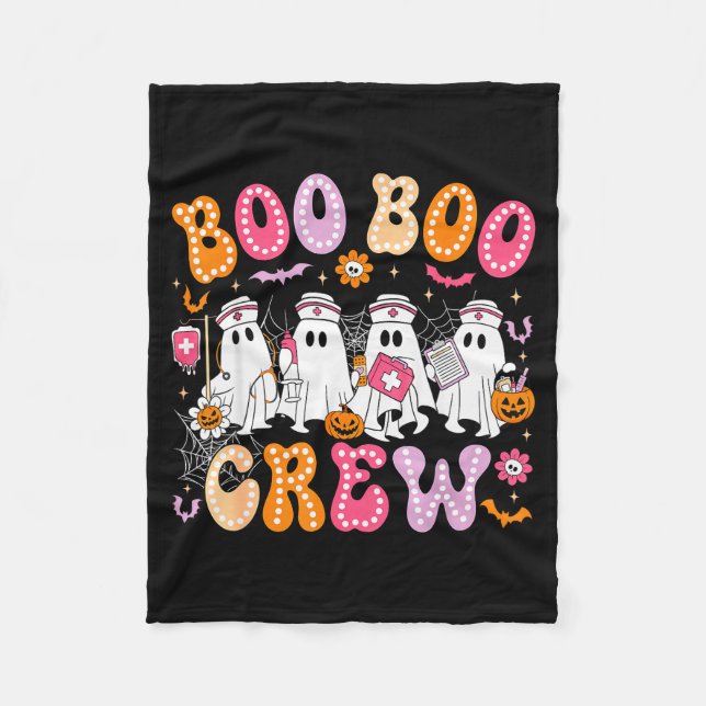 Groovy Boo Boo Crew Nurse Funny Ghost Women Hallow Fleecefilt (Framsidan)