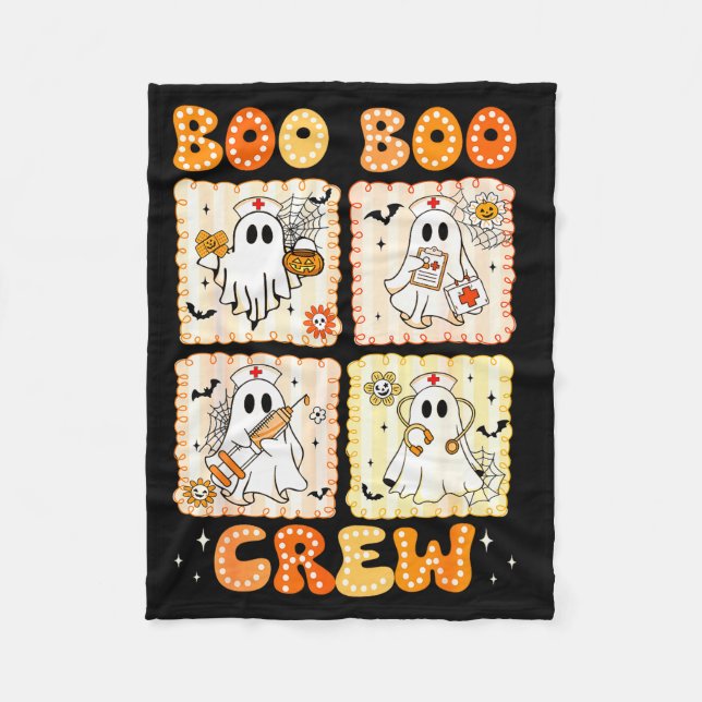 Groovy Boo Boo Crew Nurse Funny Ghost Women Hallow Fleecefilt (Framsidan)