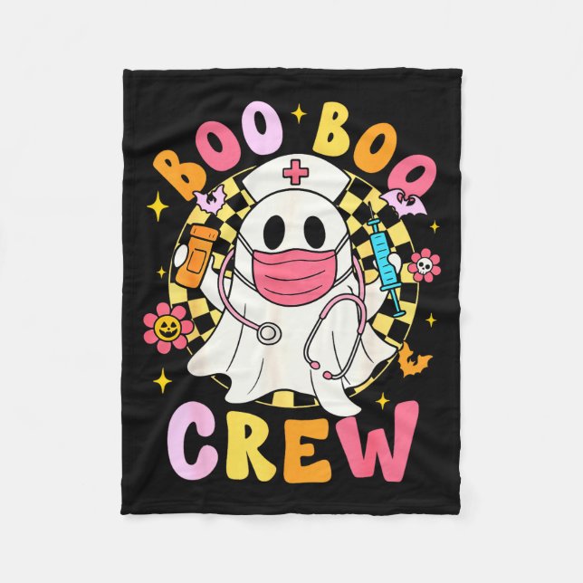 Groovy Boo Boo Crew Nurse Funny Ghost Women Hallow Fleecefilt (Framsidan)