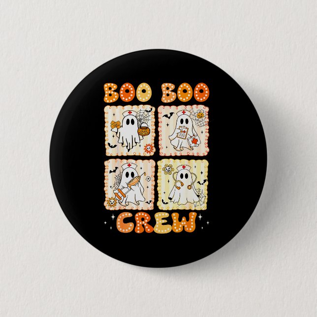 Groovy Boo Boo Crew Nurse Funny Ghost Women Hallow Knapp (Framsida)