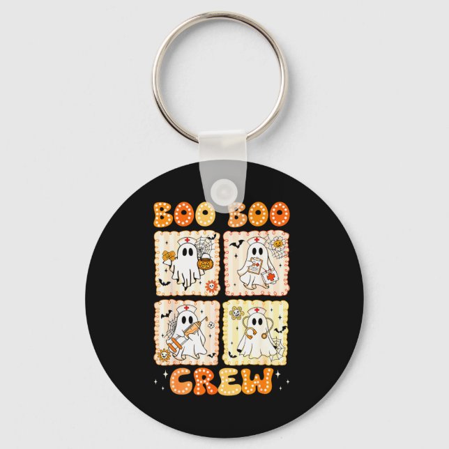 Groovy Boo Boo Crew Nurse Funny Ghost Women Hallow Nyckelring (Framsida)