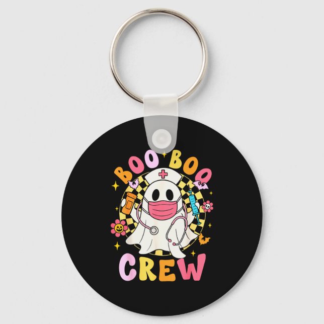 Groovy Boo Boo Crew Nurse Funny Ghost Women Hallow Nyckelring (Framsida)