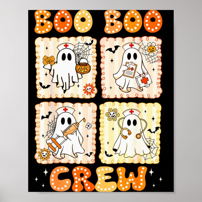 Groovy Boo Boo Crew Nurse Funny Ghost Women Hallow Poster (Framsidan)