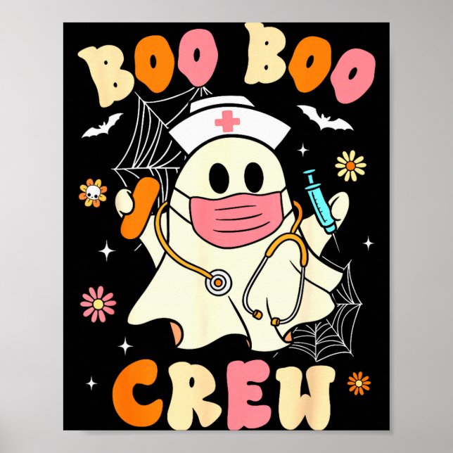 Groovy Boo Boo Crew Nurse Halloween Cute Ghost Wom Poster (Framsidan)